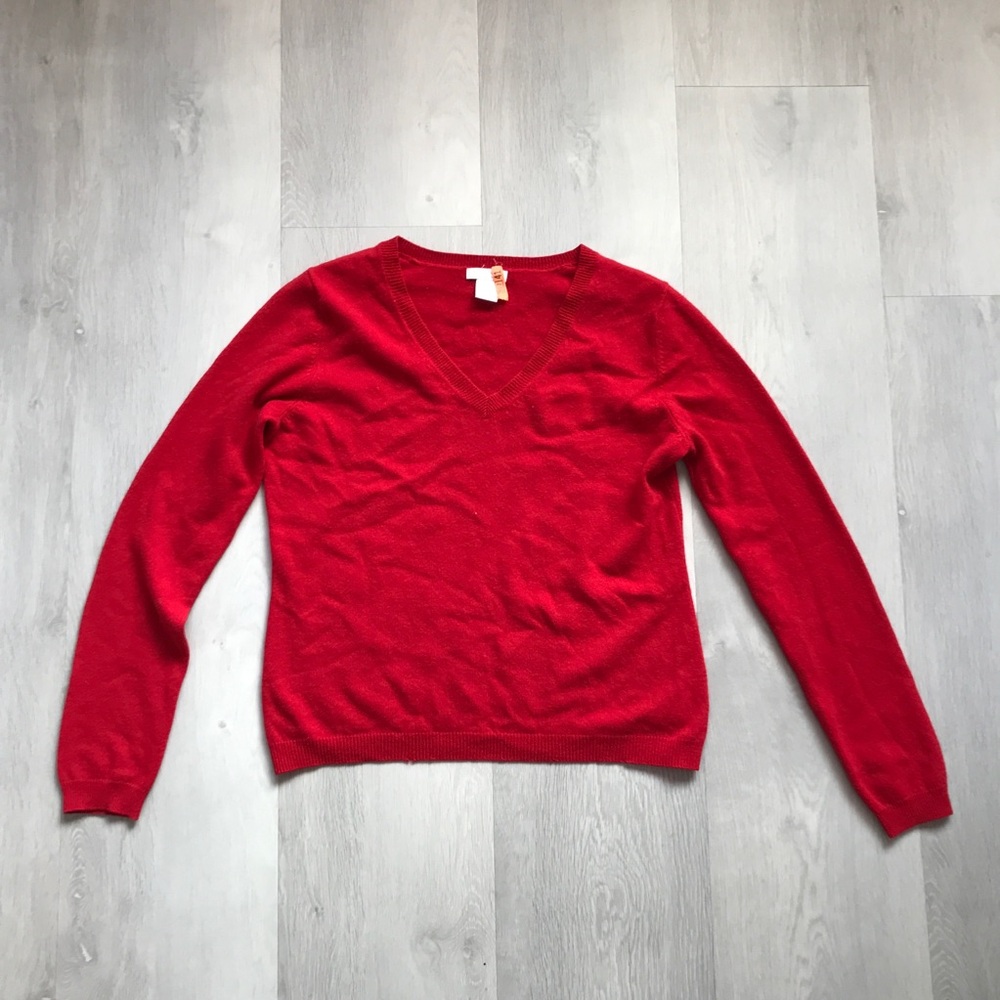 WORTHINGTON CASHMERE RED V NECK SWEATER WOMENS LARGE